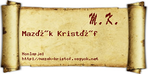 Mazák Kristóf névjegykártya