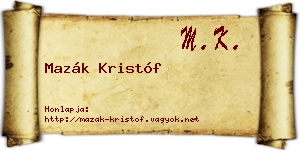 Mazák Kristóf névjegykártya